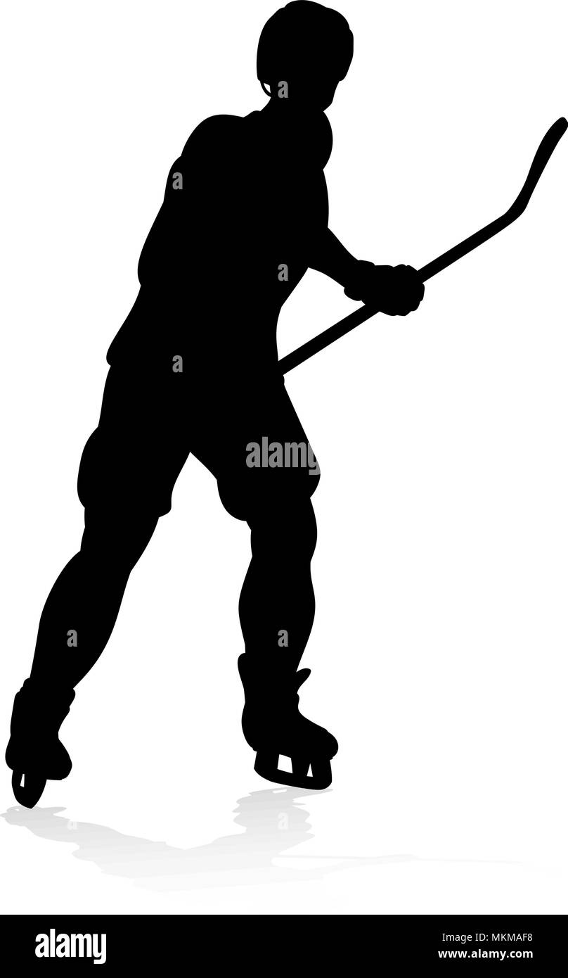 Silhouette de Hockey sur Glace Illustration de Vecteur