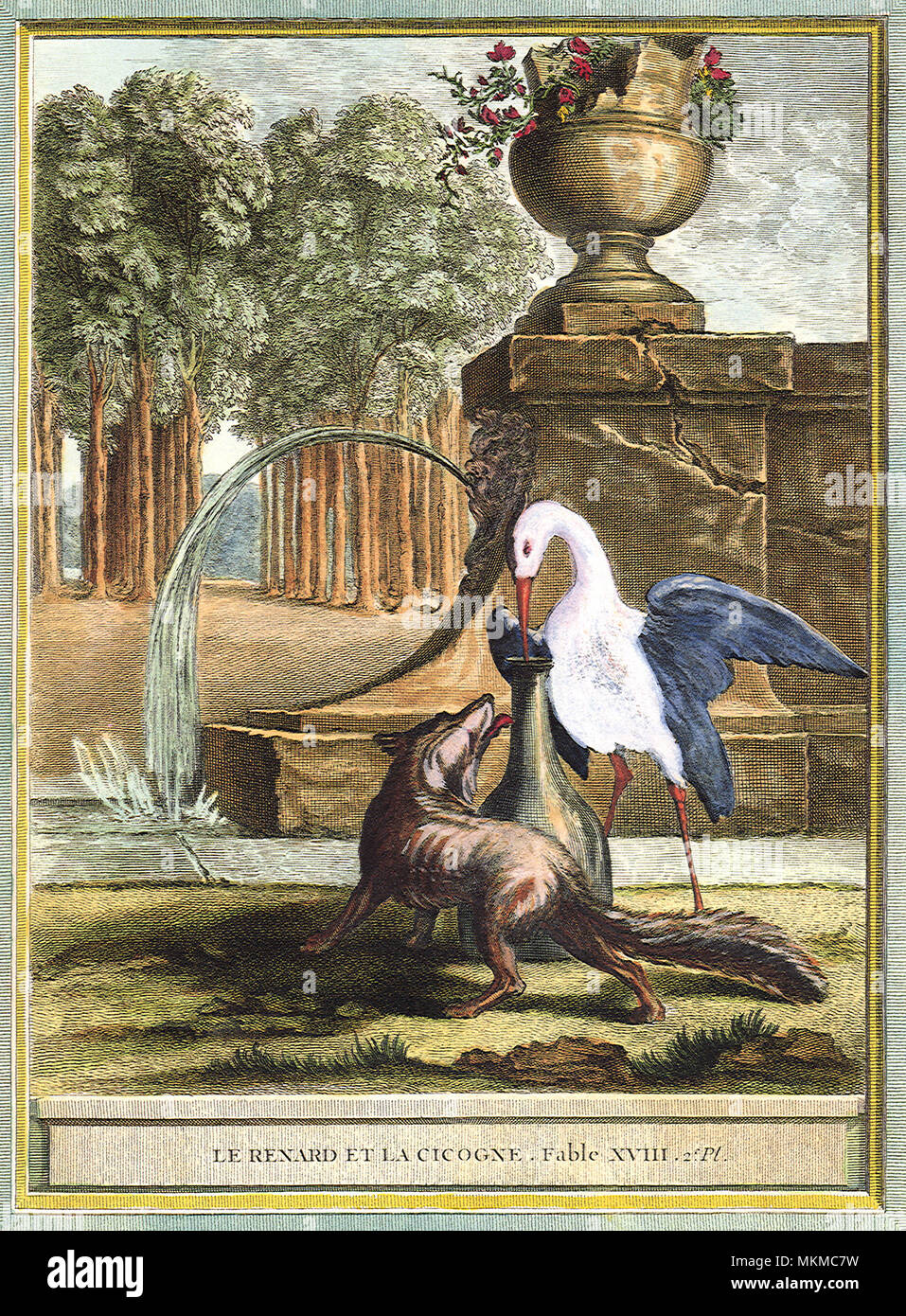 Stork, vase, Fox Banque D'Images