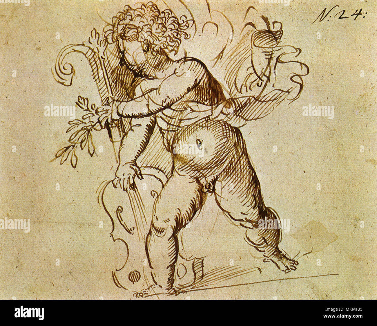 Cupidon et violon Banque D'Images