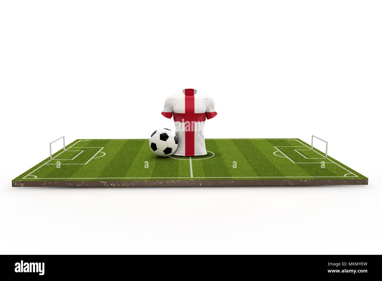 England soccer shirt drapeau national sur un terrain de football. Le Rendu 3D Banque D'Images