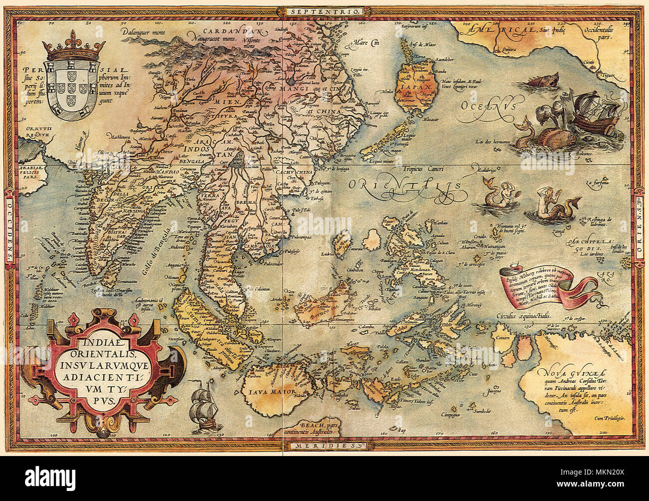 Carte de la région du Pacifique 1570 Banque D'Images