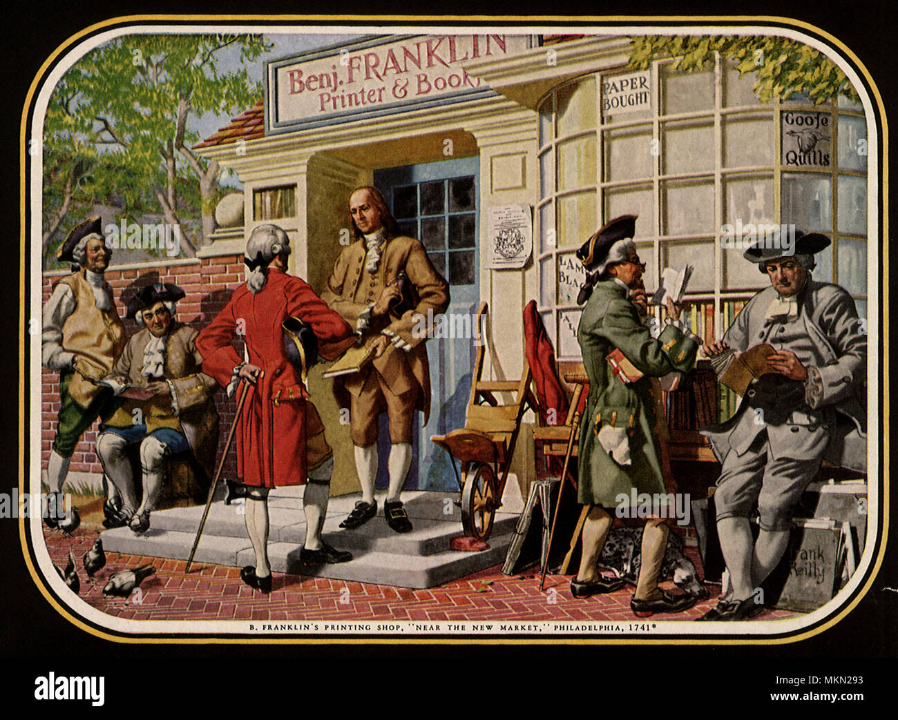 Benjamin Franklin à l'atelier d'impression Banque D'Images