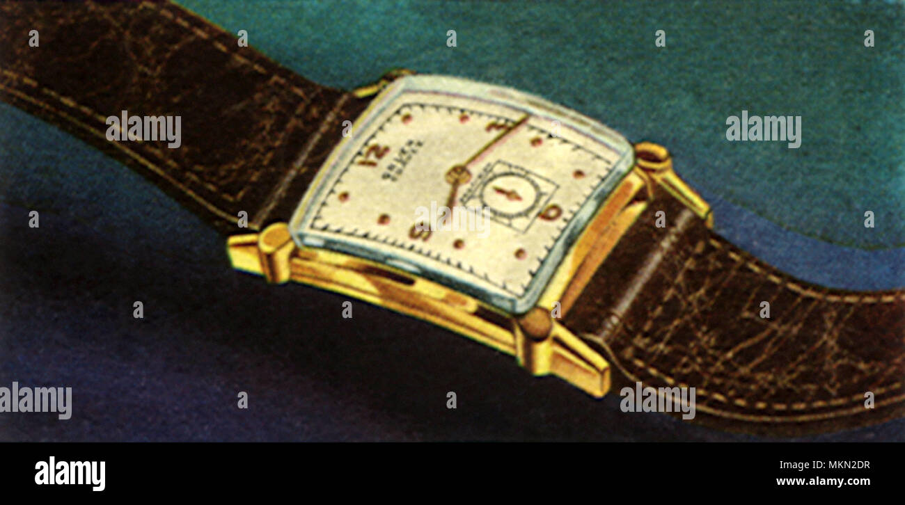 Montre en or, bande noire Banque D'Images