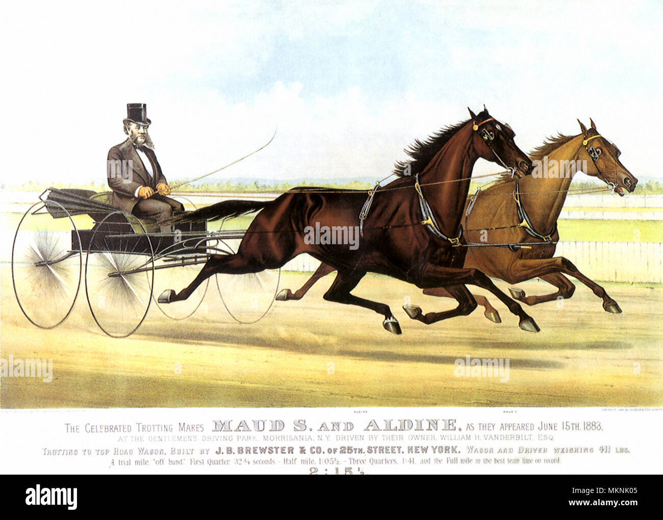 Le célèbre Trotting Mares Maud S. et Aldine Banque D'Images