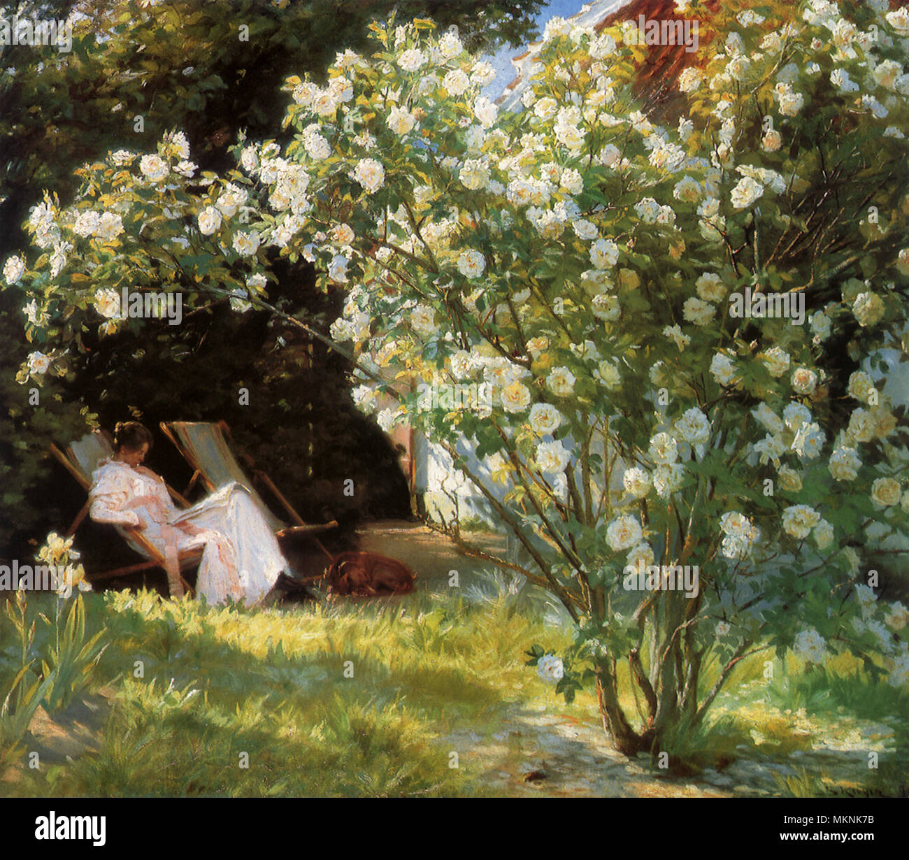 Roses. L'article de jardin avec la femme de l'artiste Banque D'Images