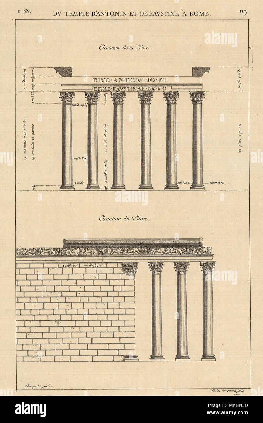 Du Temple d'Antonin et de Faustine Banque D'Images