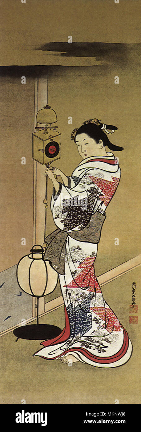 Fille et Réveil Banque D'Images