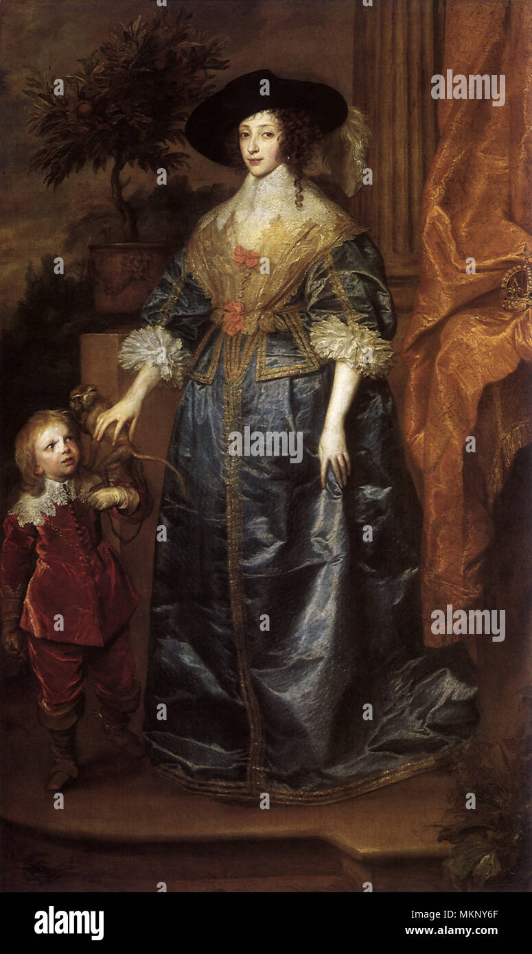 Reine Henrietta Maria avec son Dwarf Banque D'Images