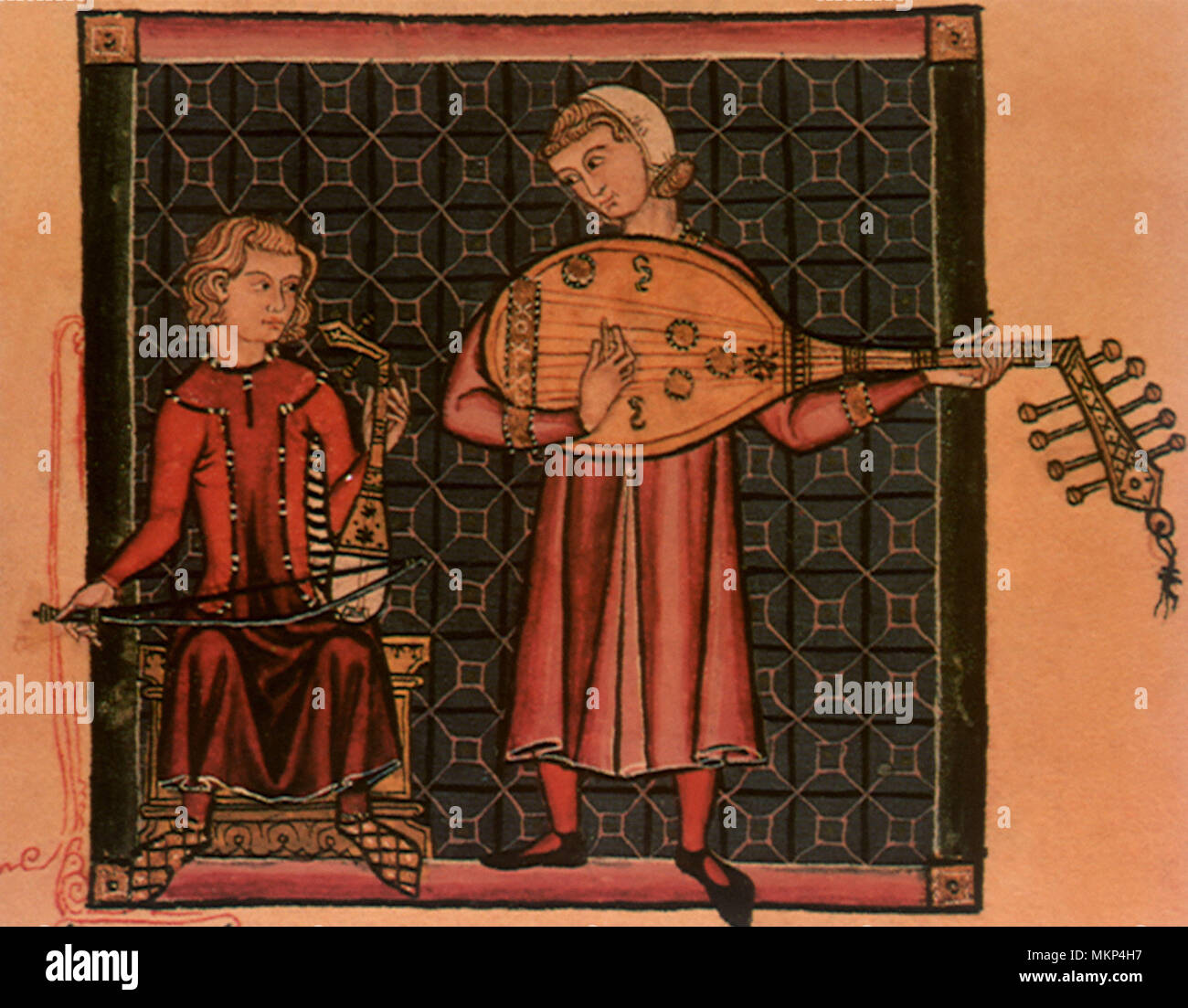 Ménestrels médiévaux 1350 Banque D'Images