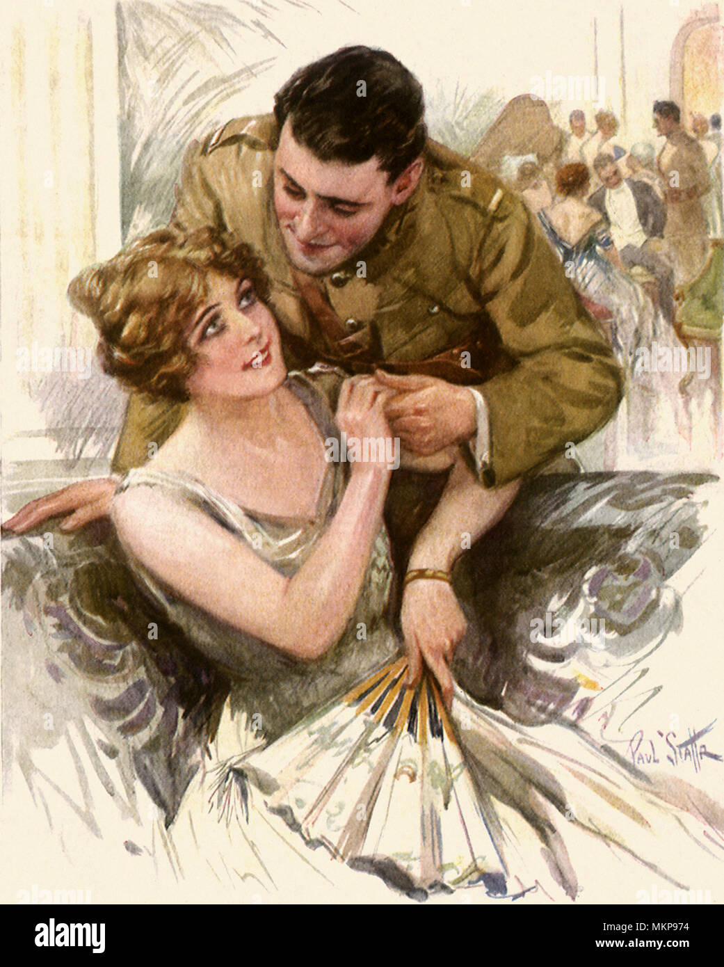 Admire soldat femme en robe blanche Banque D'Images
