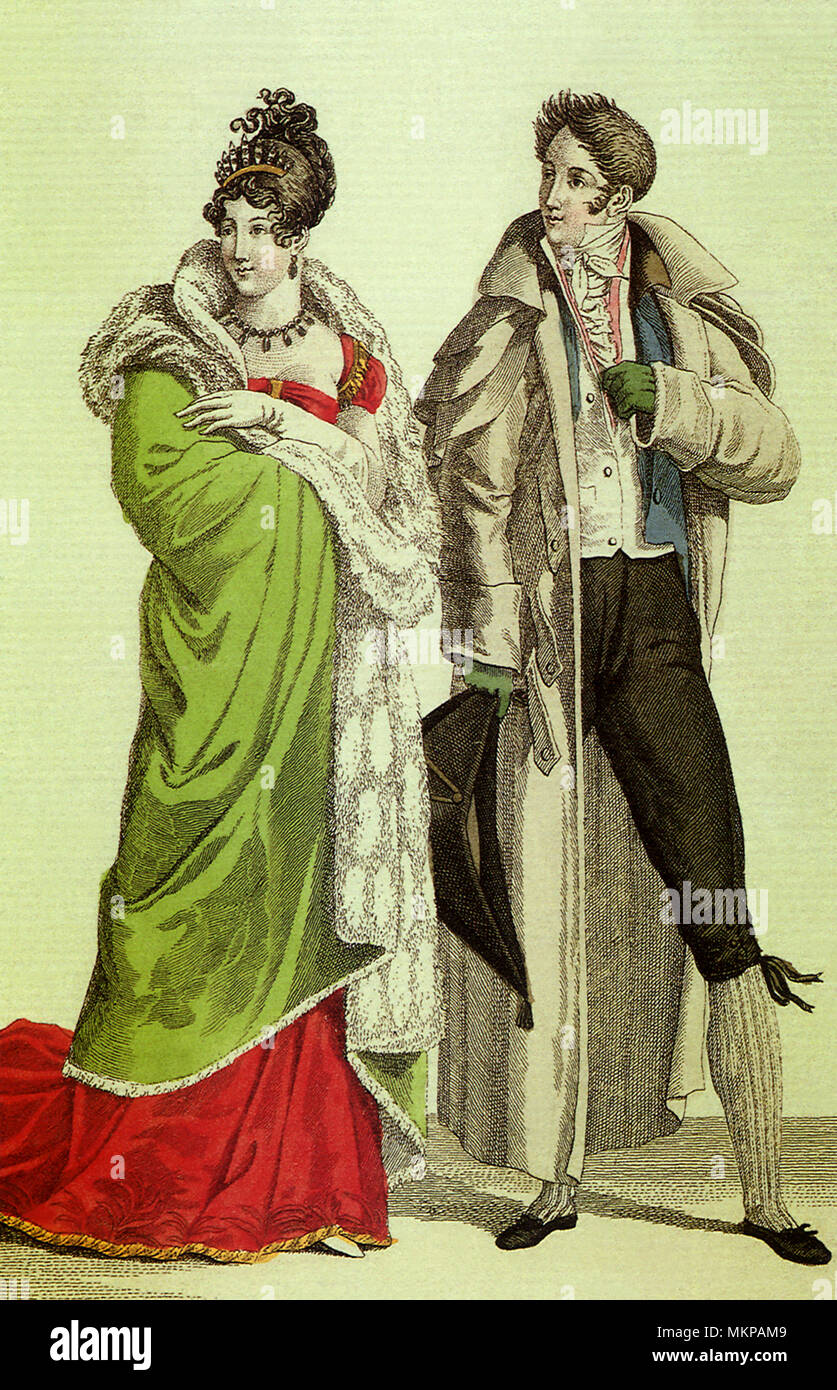 L'homme et la femme vêtue de la mode française Banque D'Images