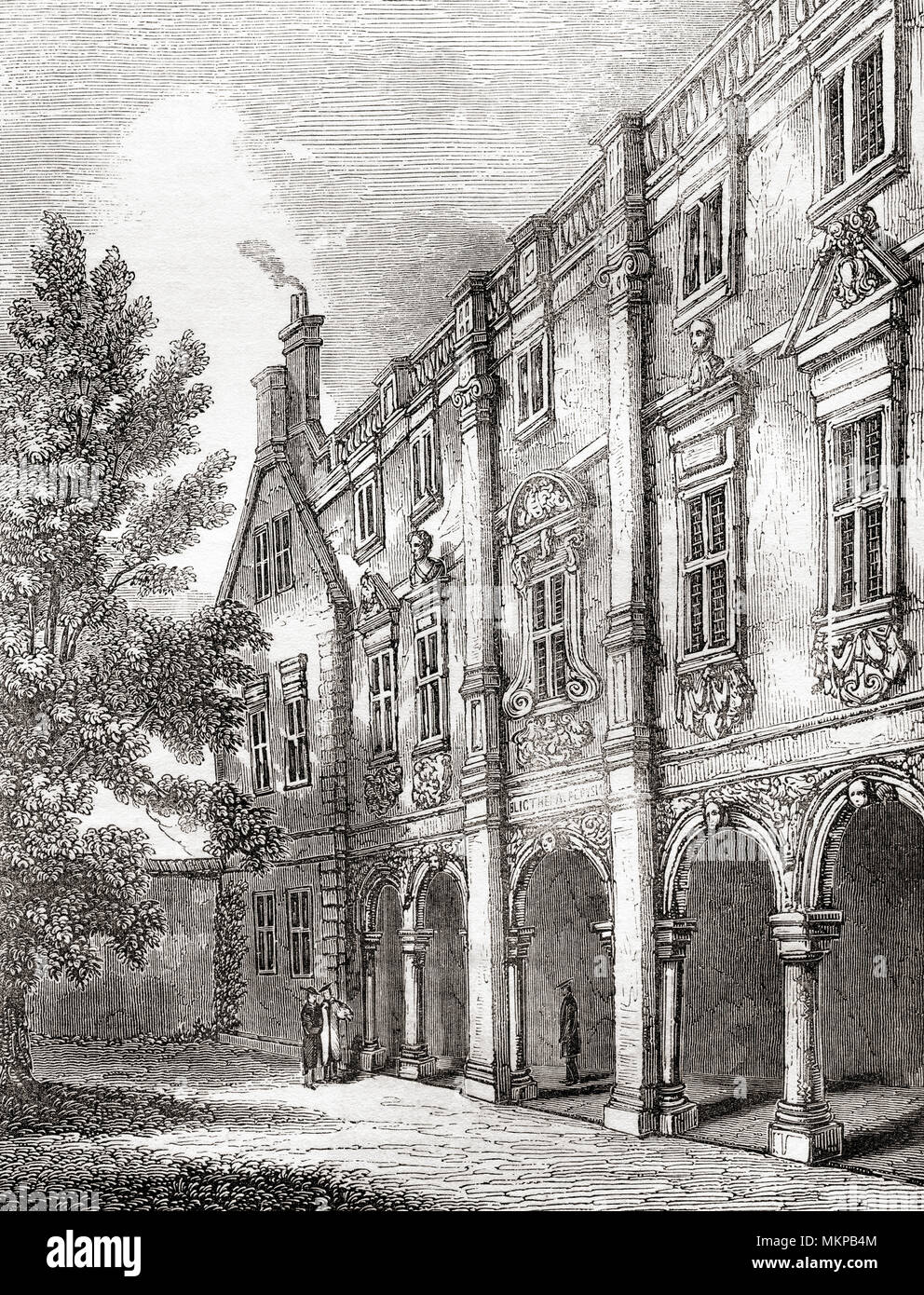 La Bibliothèque Pepys, Magdalene College, Cambridge, Angleterre. À partir de la vieille Angleterre : A Pictorial Museum, publié 1847. Banque D'Images