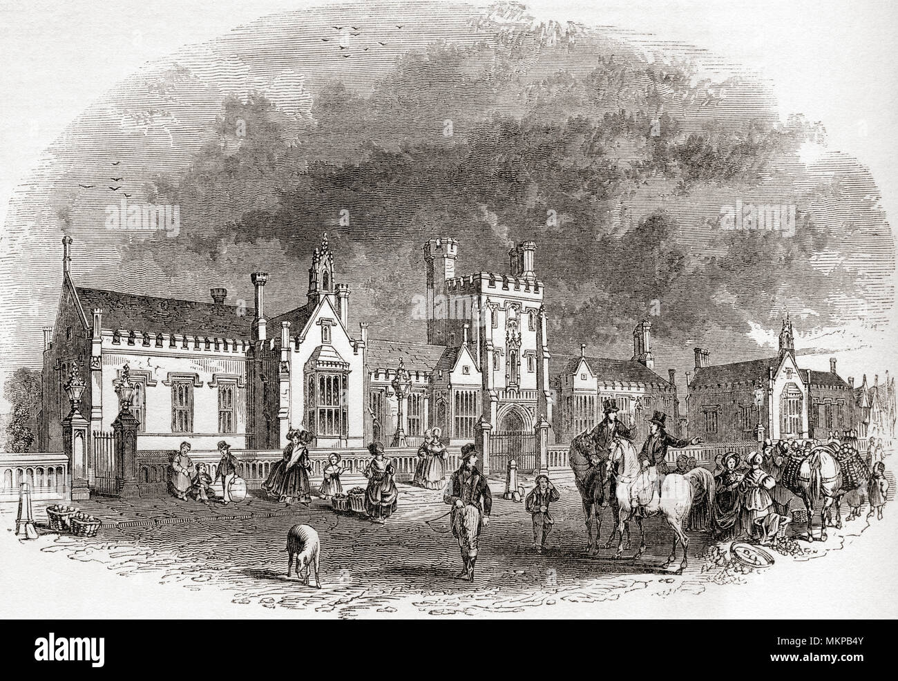 L'ancienne école Bedford, reconstruite à la fin du xixe siècle. À partir de la vieille Angleterre : A Pictorial Museum, publié 1847. Banque D'Images