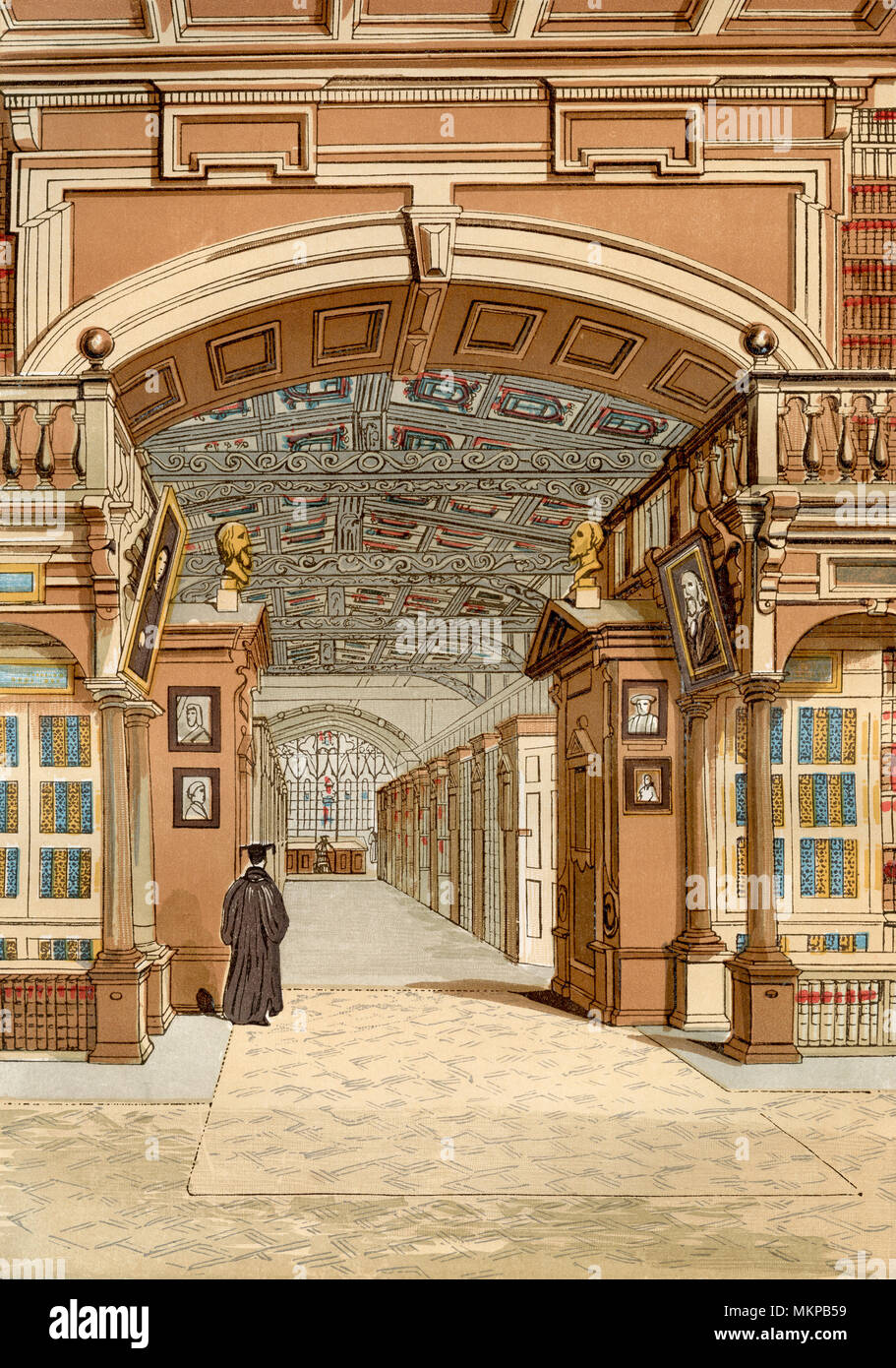 La Bodleian Library, University of Oxford, Oxford, Angleterre. À partir de la vieille Angleterre : A Pictorial Museum, publié 1847. Banque D'Images