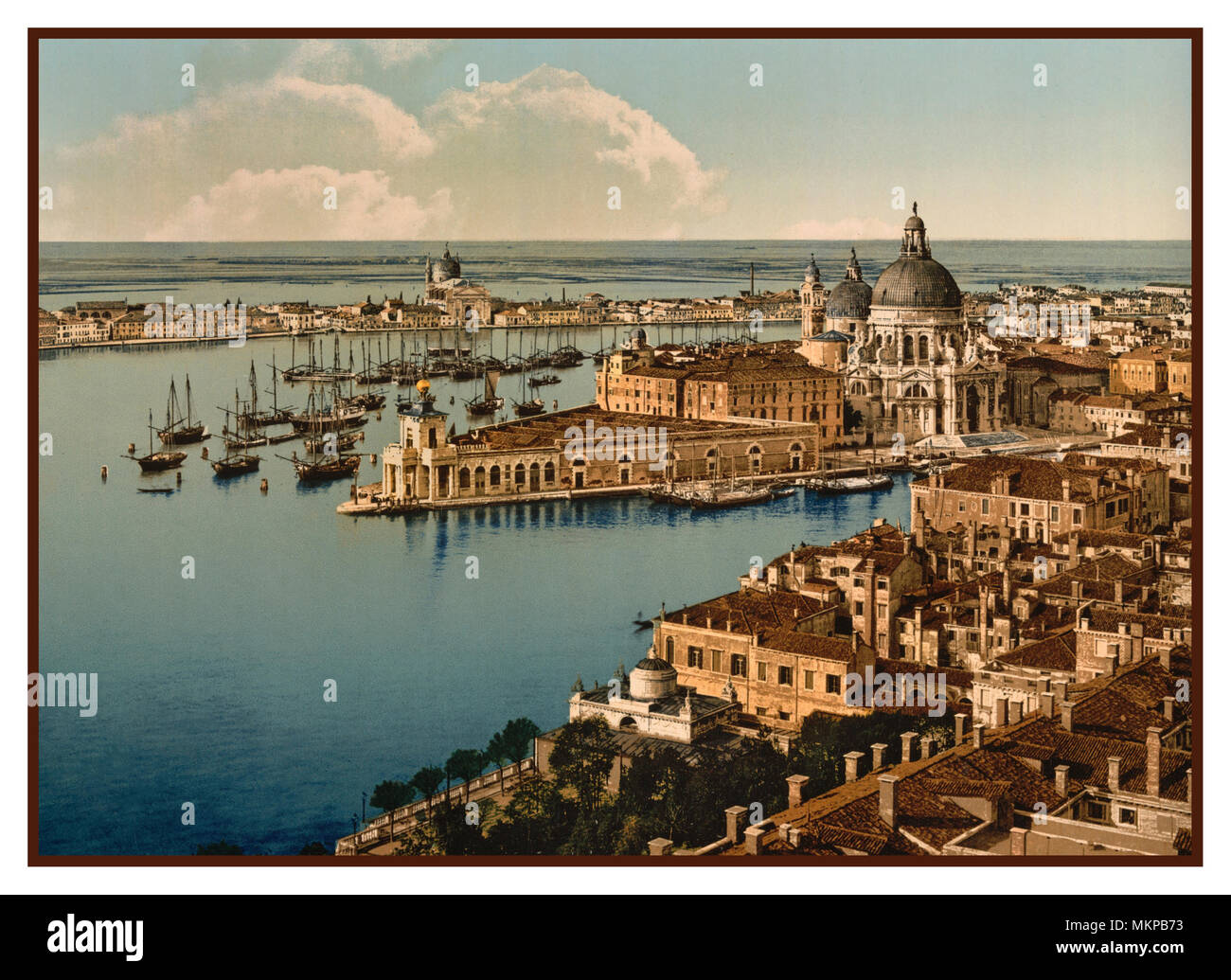 Années 1900 Vintage ancienne lagune de Venise Belle Epoque historique de San Marco et San Giorgio Maggiore imprimé par Detroit Publishing Company en utilisant les Photocrom procédé inventé par Hans Jakob Schmid Banque D'Images