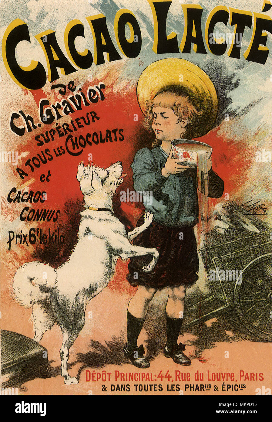 Affiche pour le cacao lacté Banque D'Images