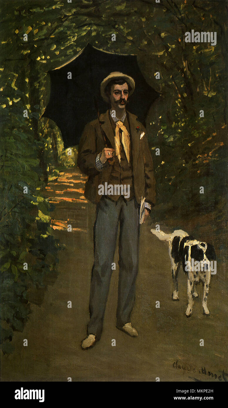 Portrait de J.F. Jacquemart avec un parapluie Banque D'Images
