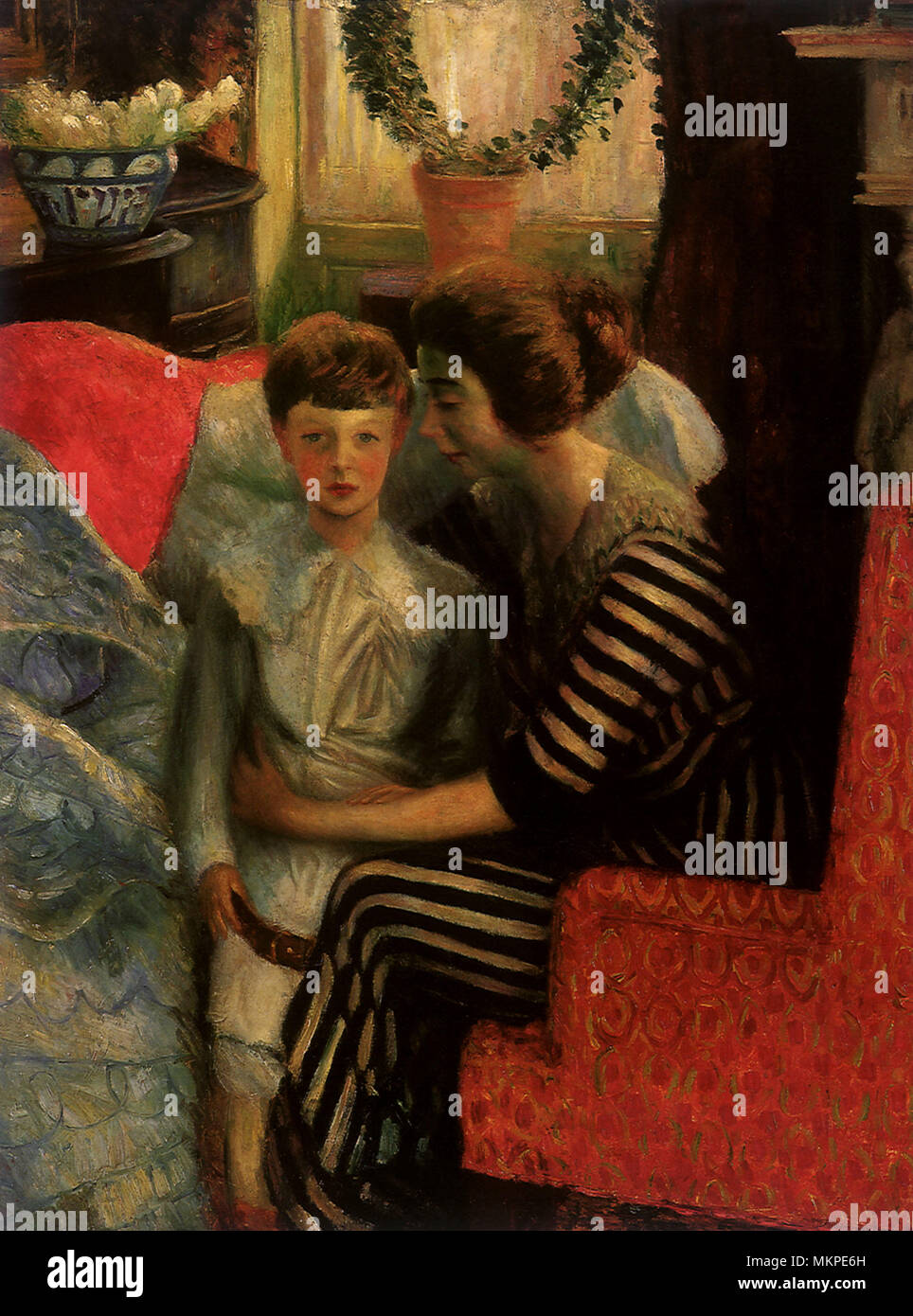 La femme de l'artiste et fils Banque D'Images