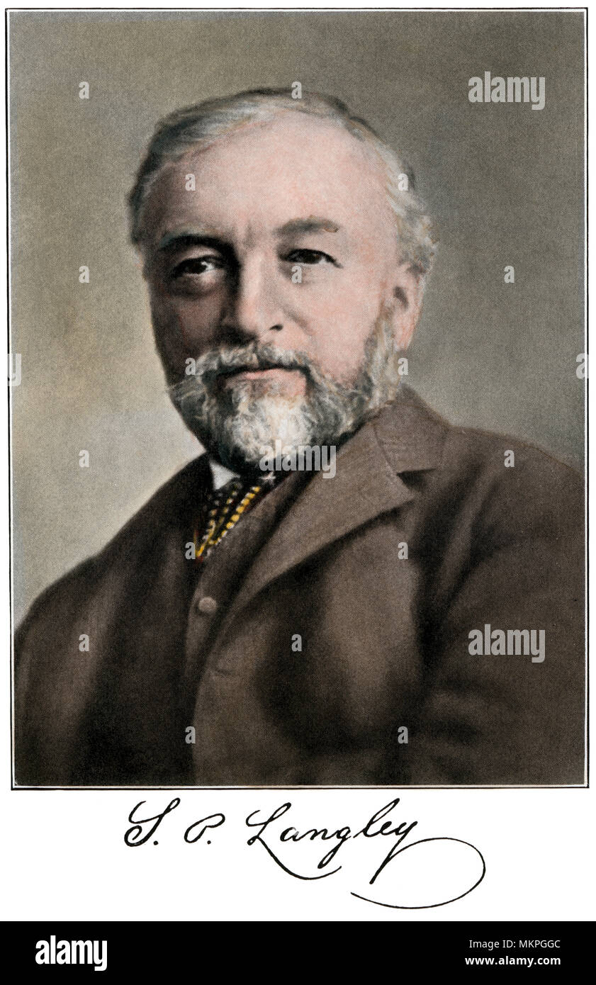 Samuel Pierpont Langley, avec signature. Demi-teinte à la main, reproduction d'une photographie Banque D'Images