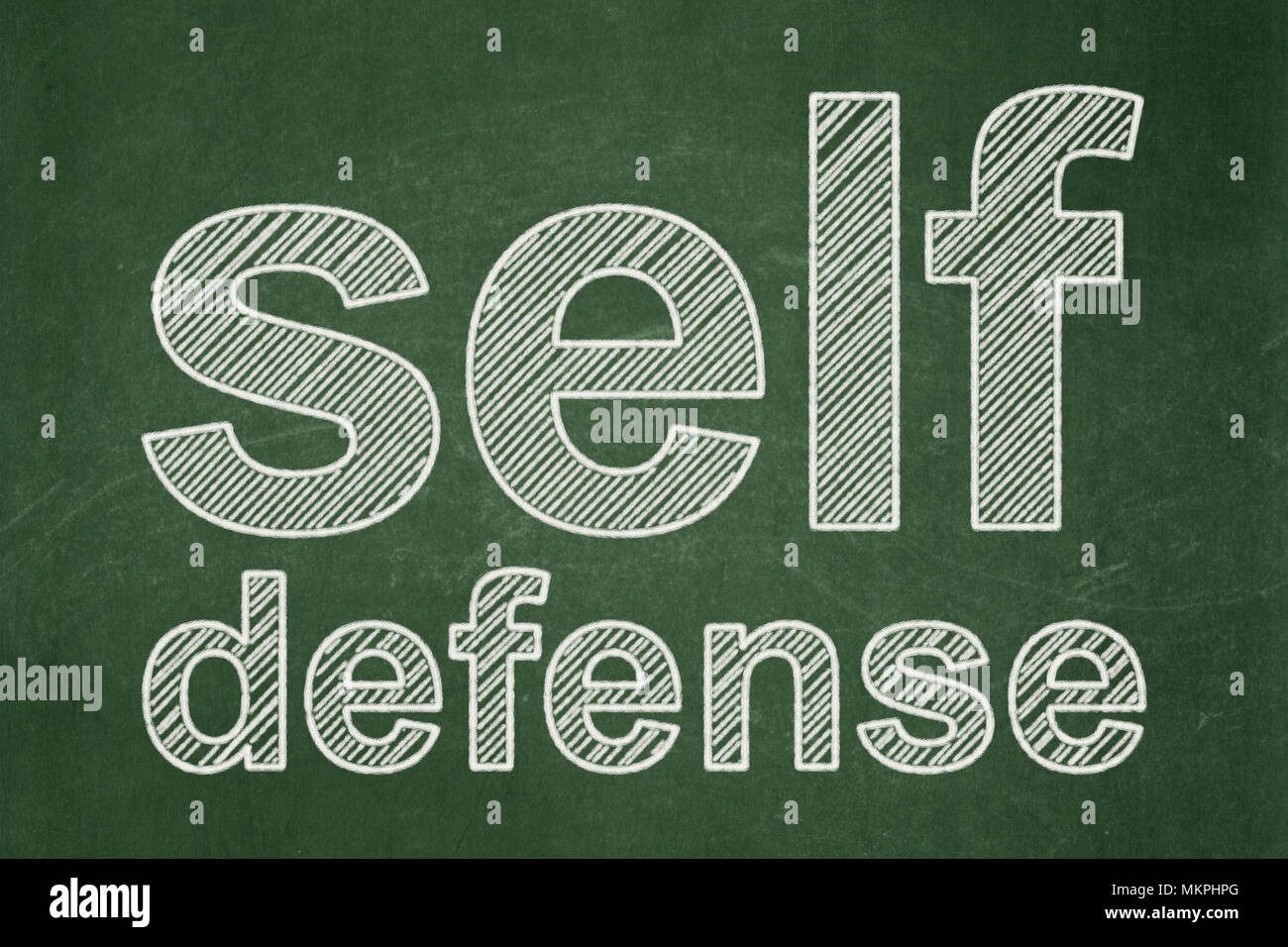 Concept de protection : Self Défense texte sur fond vert tableau Banque D'Images