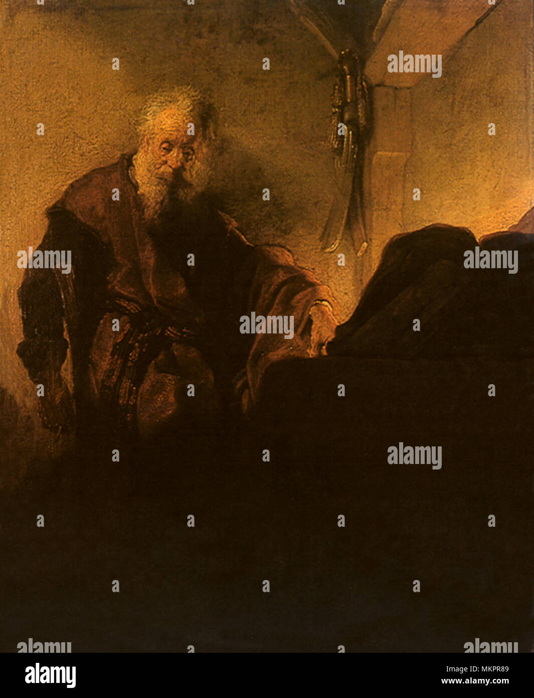 L'Apôtre Paul à son bureau. Banque D'Images