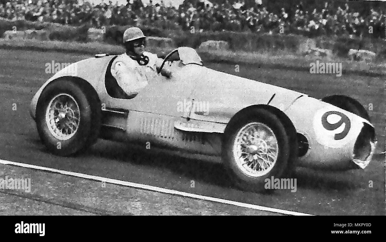 Champion de course automobile britannique Mike Hawthorn (John Michael) course dans le Grand Prix de Grande-Bretagne 1950 Banque D'Images