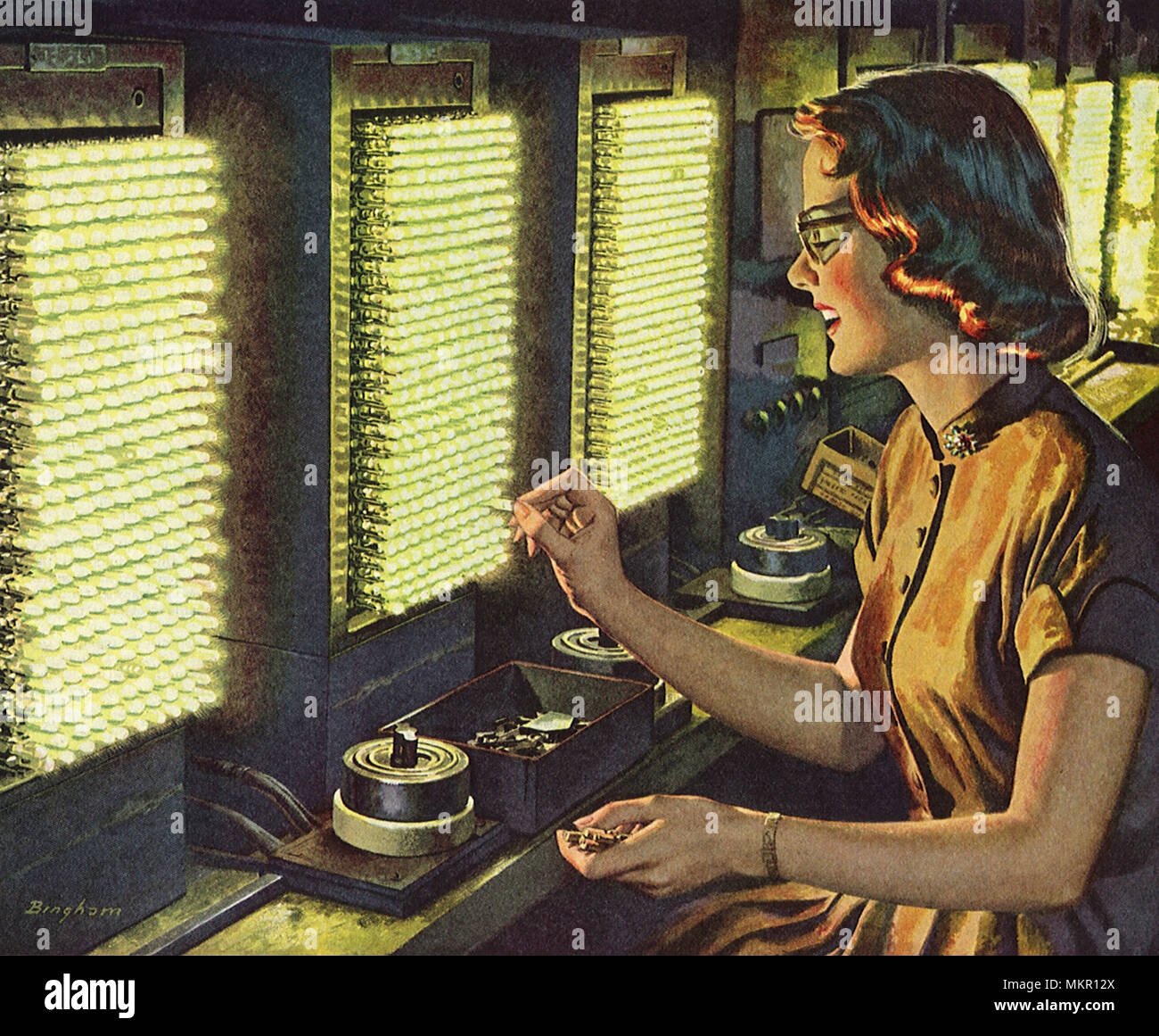 L'opérateur au tableau lumineux Banque D'Images