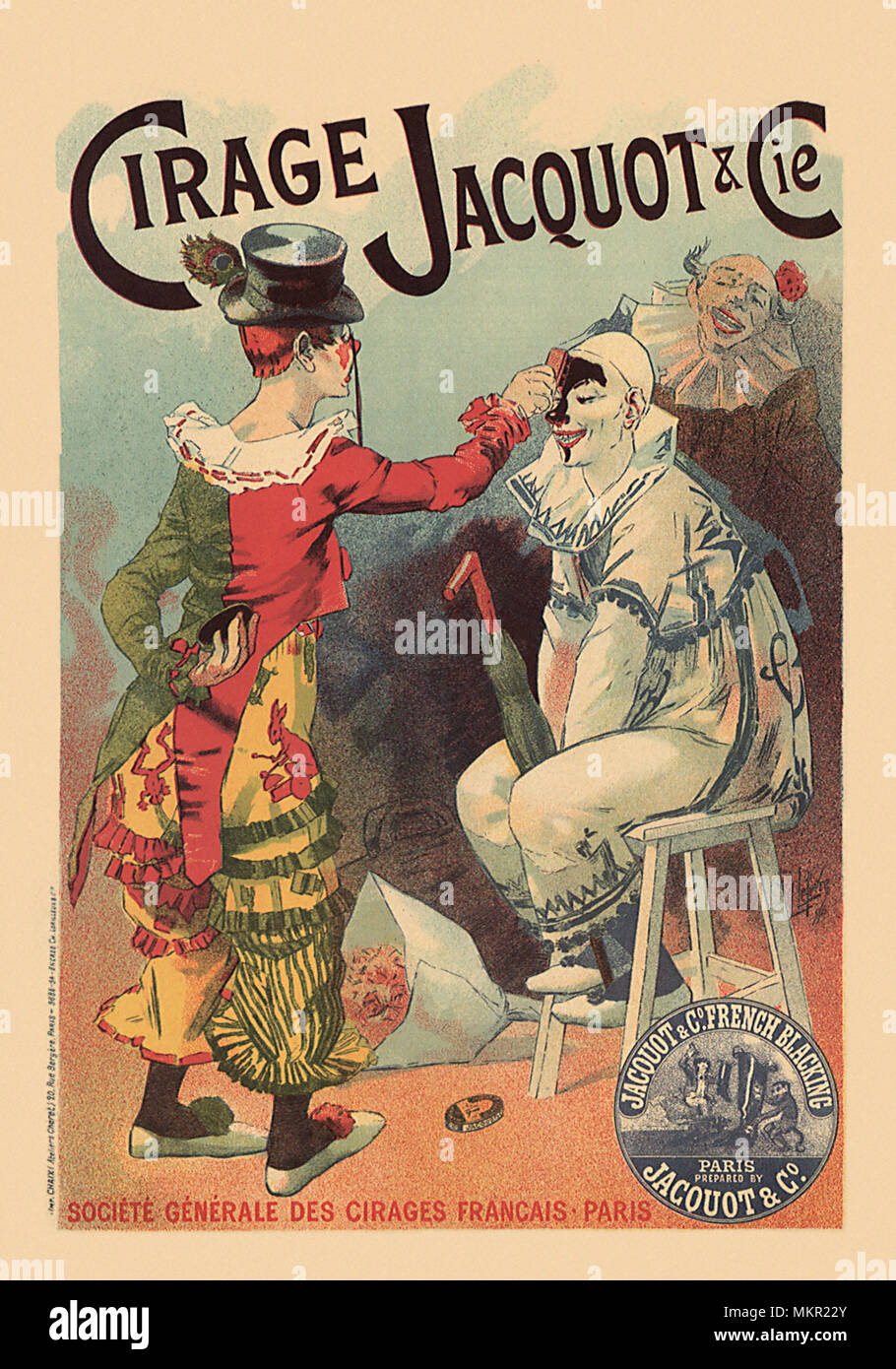 Un clown mettre du cirage sur une autre affiche de clown Banque D'Images