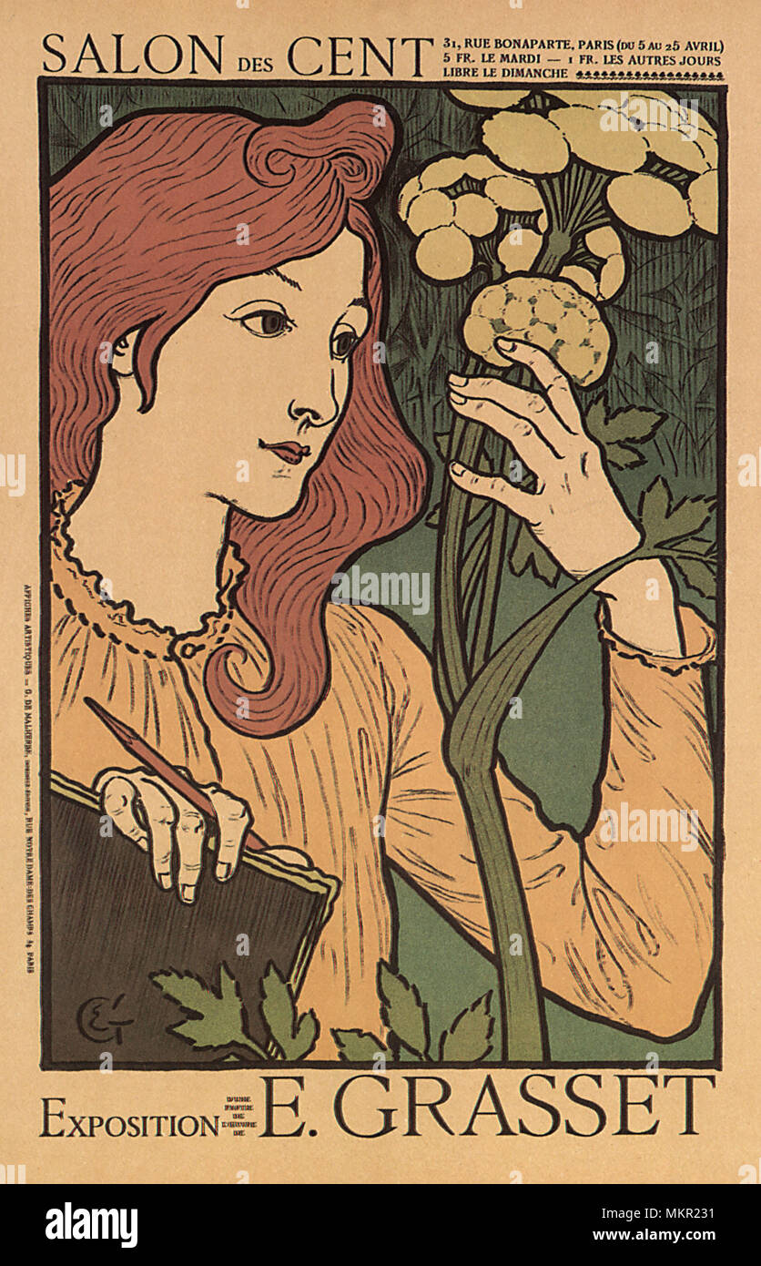 Fille avec des fleurs dans l'Art de l'affiche de l'exposition Banque D'Images