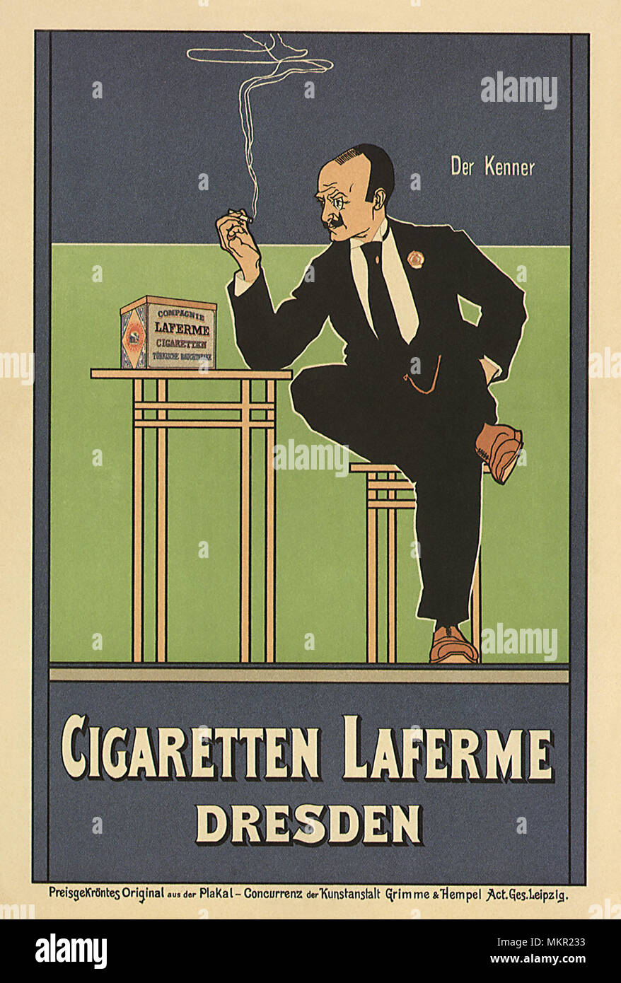 Homme assis fumeurs Poster Banque D'Images