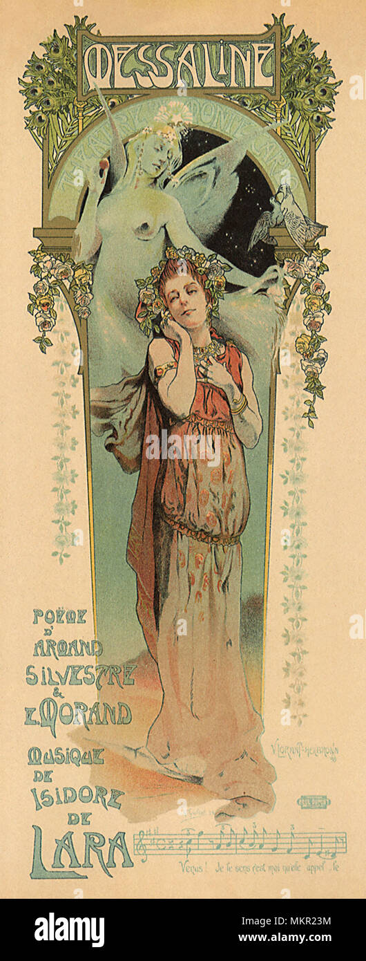 L'affiche de l'opéra avec femme avec couronne de fleurs Banque D'Images