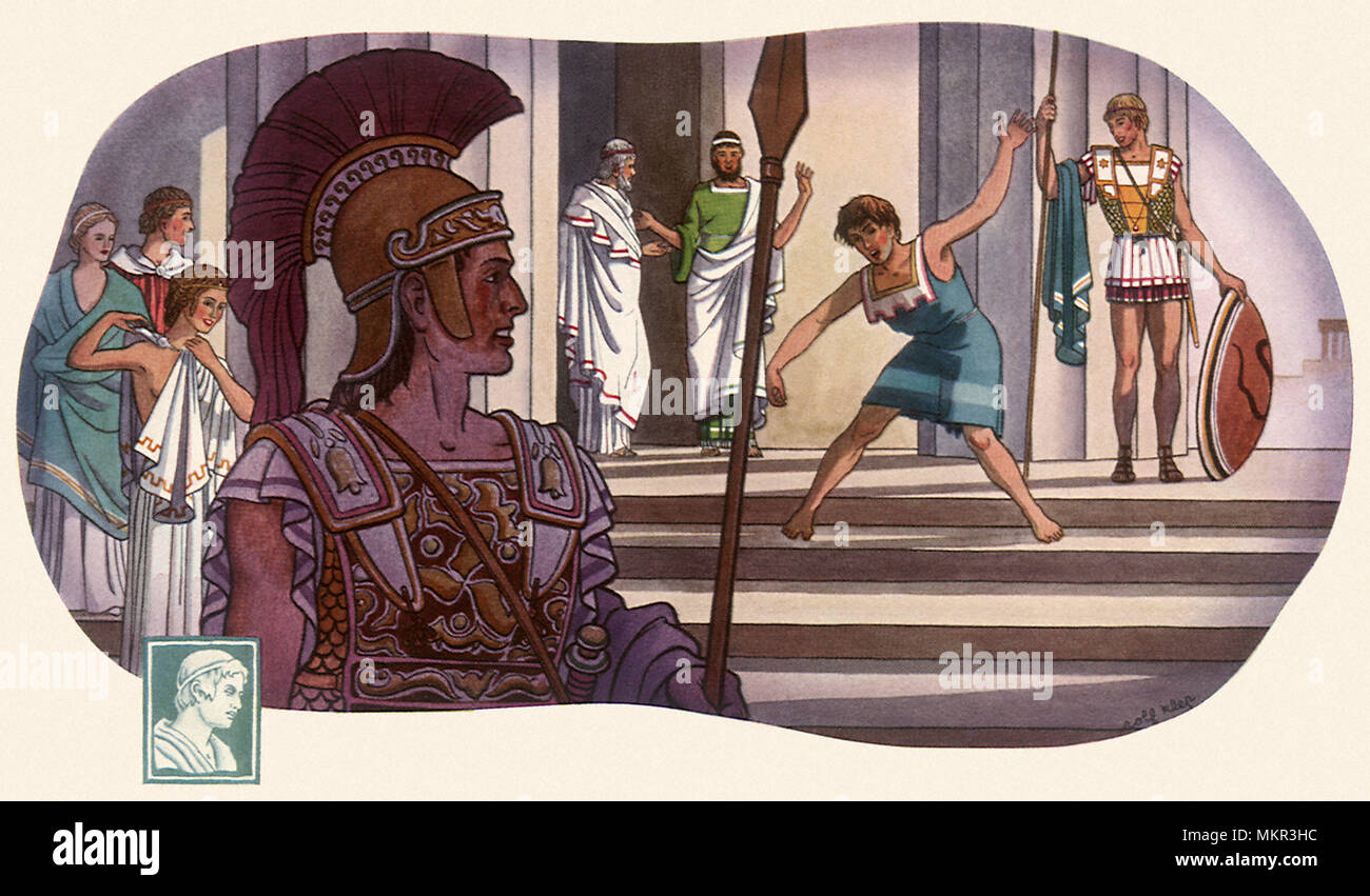 Solon prêchant la réforme de la monnaie d'Athènes Banque D'Images