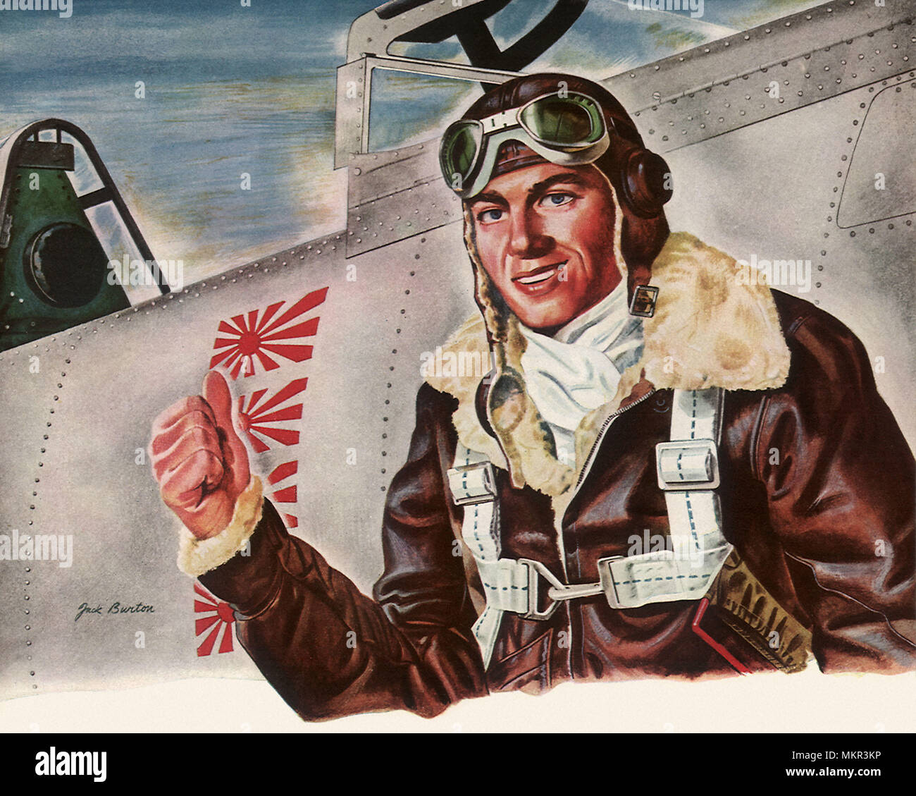 Pilote et avion de chasse américain Banque D'Images