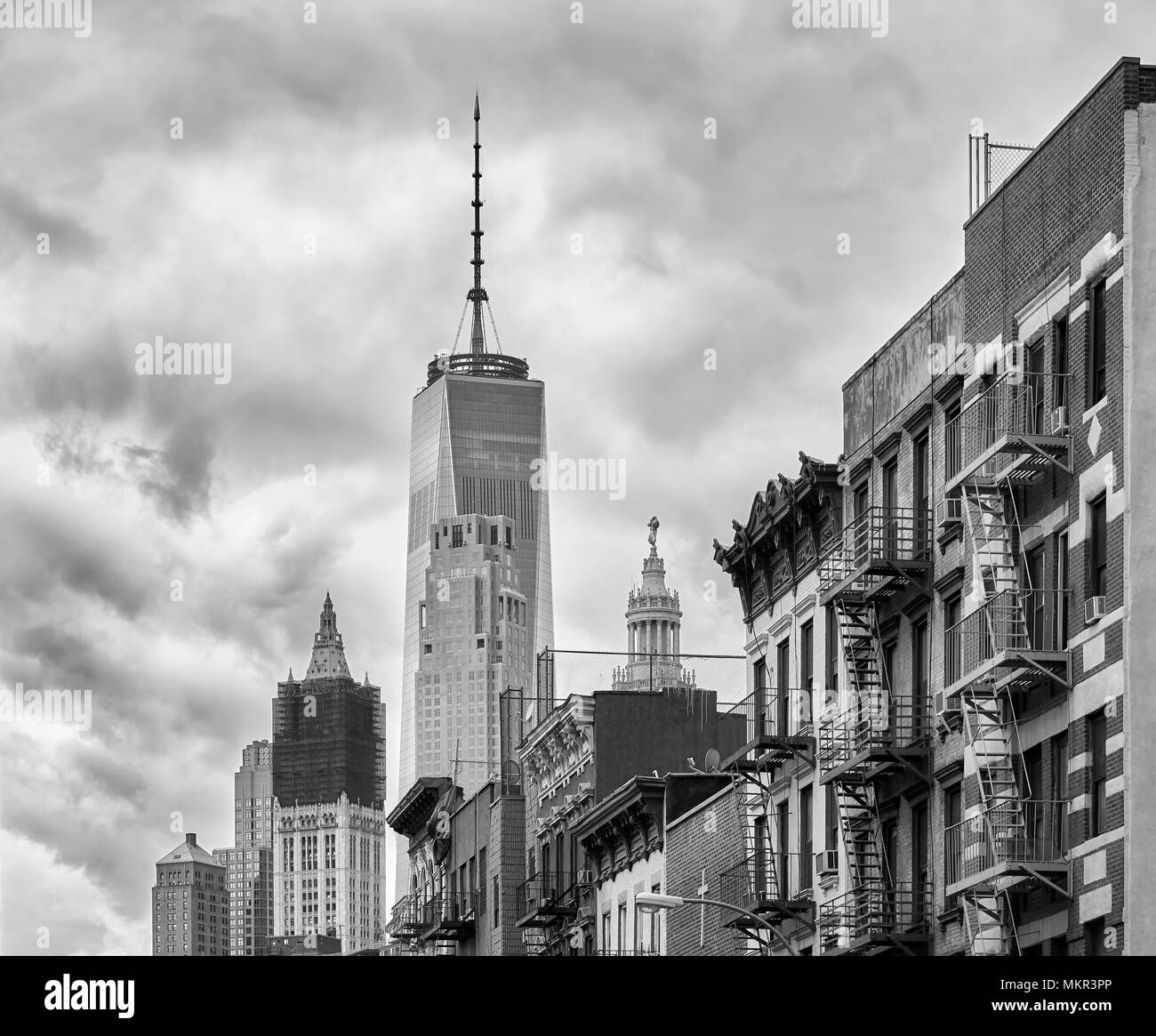 Photo noir et blanc de l'architecture de Manhattan, New York City, USA. Banque D'Images