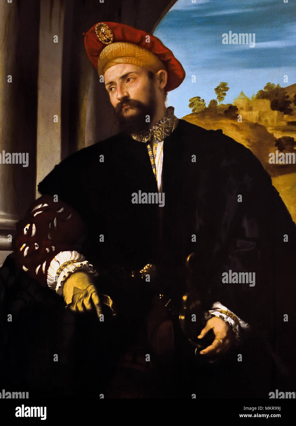 Portrait d'un homme 1526 par Moretto da Brescia 1498-1554 16e siècle, l'Italie l'italien Banque D'Images