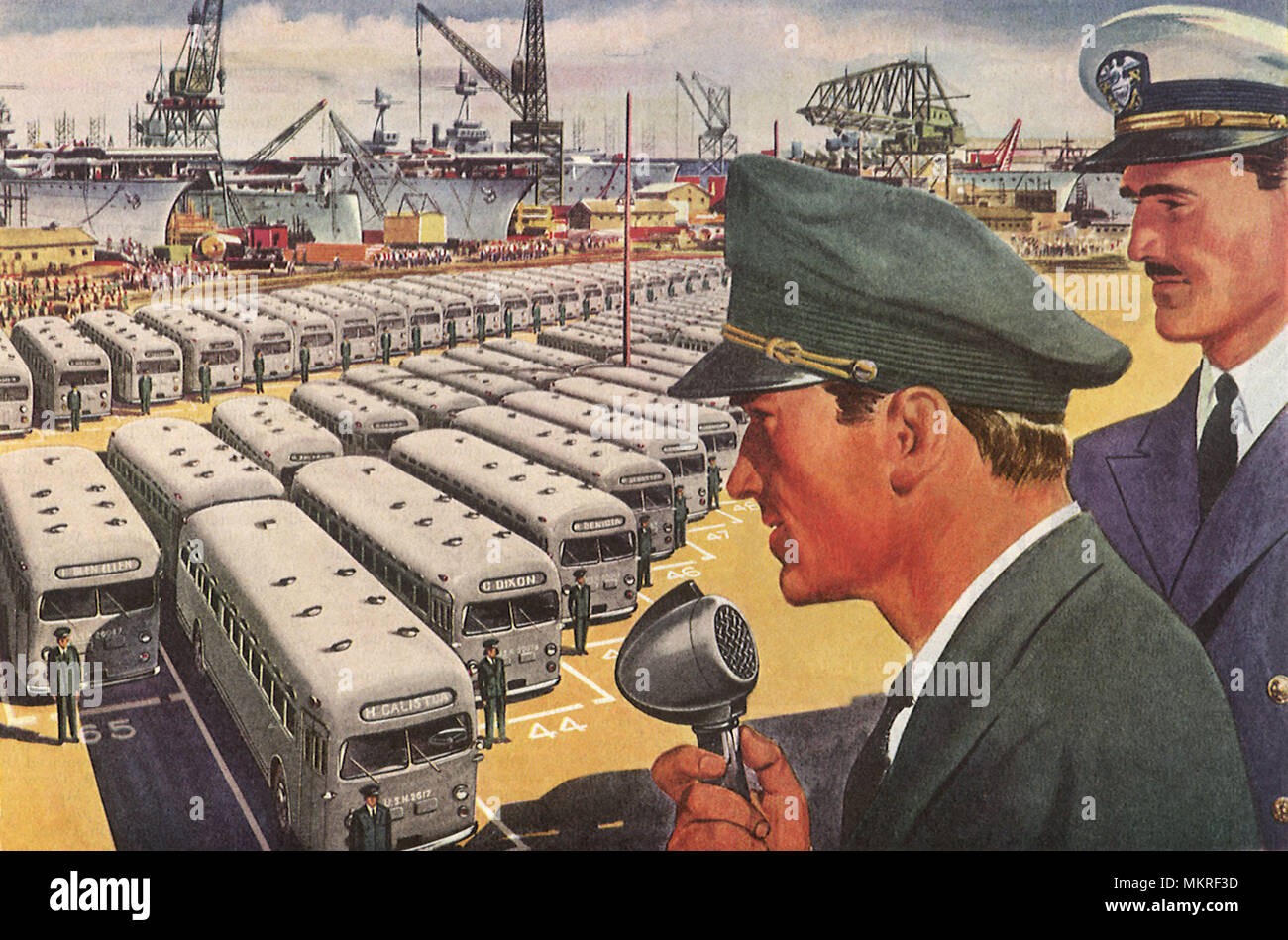 Le capitaine de la flotte de bus d'émissions et des pilotes Banque D'Images