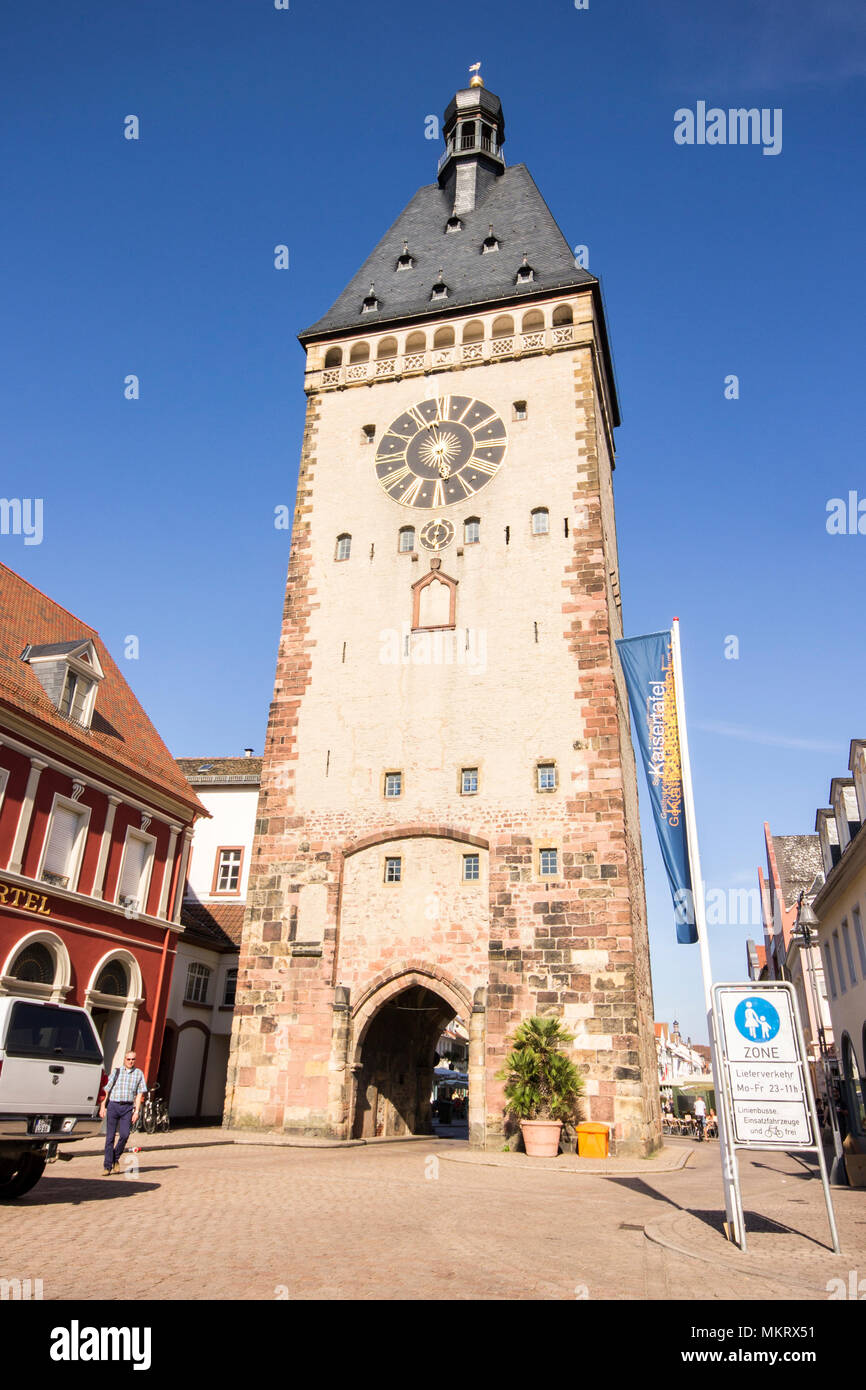 Speyer, Allemagne. L'ancienne porte (Altpoertel), l'occident médiéval porte de la ville de Speyer et plus grande ville gate en Allemagne Banque D'Images