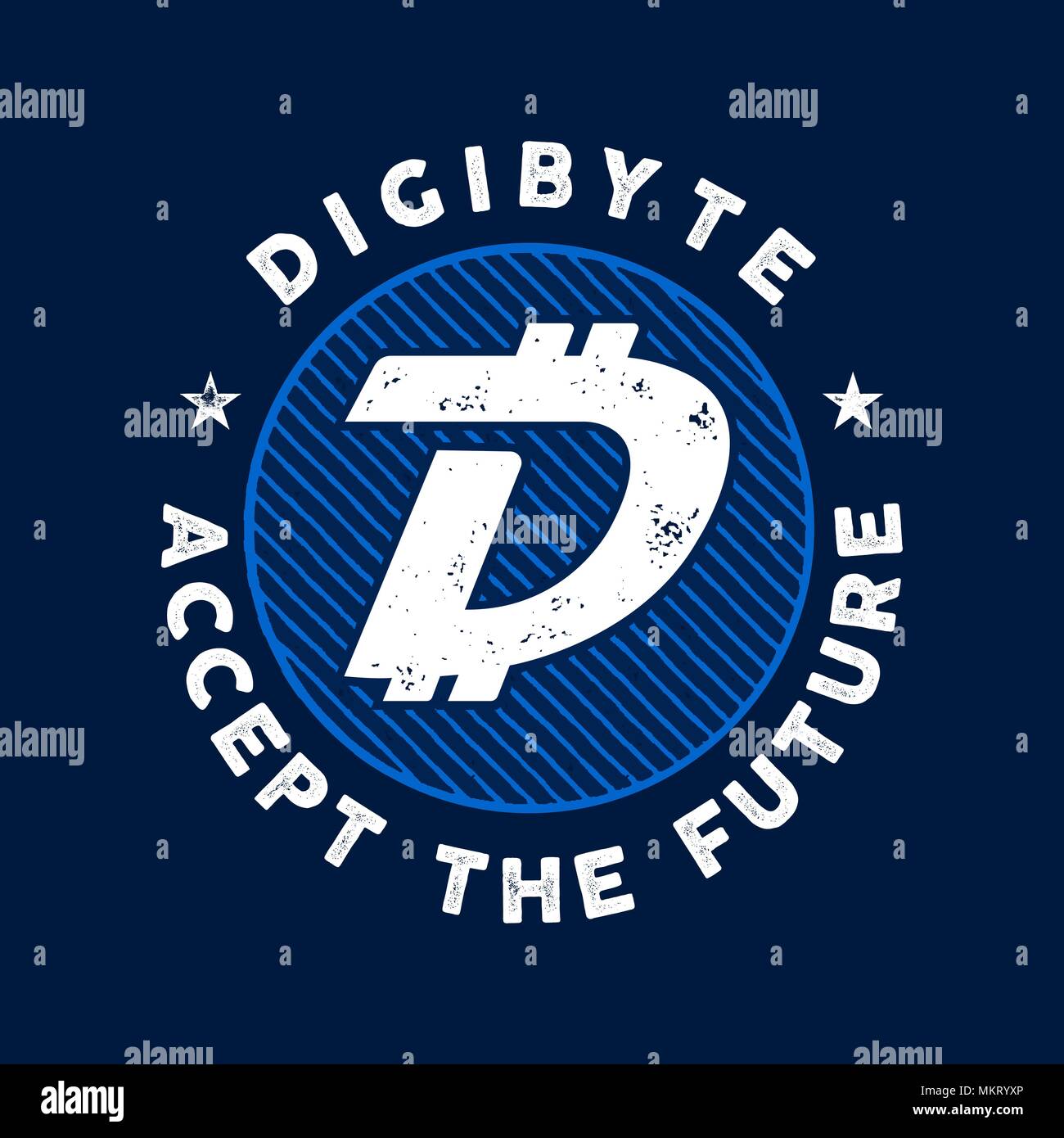 DGB Cryptocurrency Coin signe. Digibyte accepter l'avenir de l'emblème ou du badge. Crypto le logo de l'identité. Stock vector illustration Illustration de Vecteur
