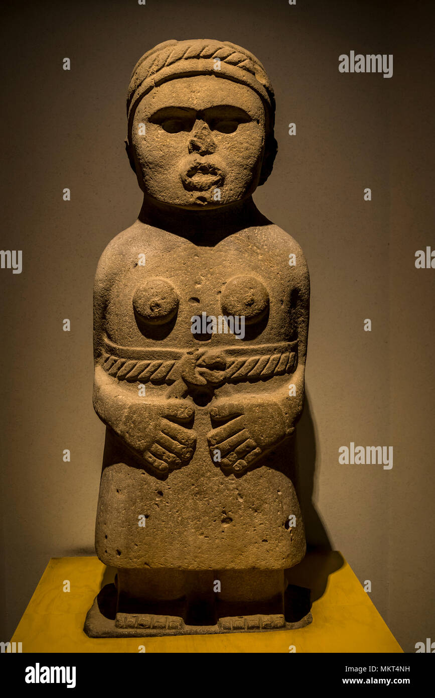 Prix maya, femme sculpture, Musée National d'Anthropologie, Museo Nacional de Antropología, MNA, Mexico, Mexique Banque D'Images