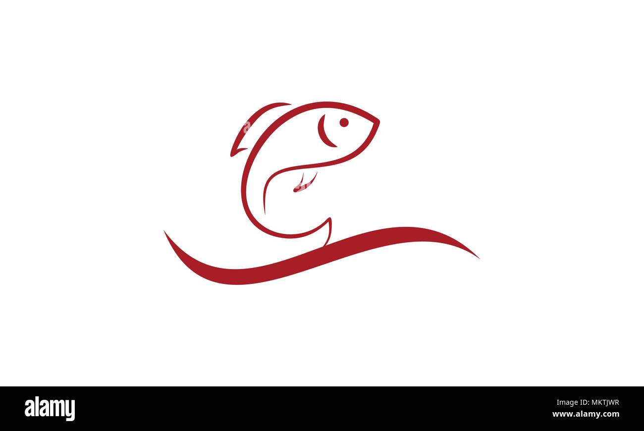 Logo Poisson, avec l'icône vecteur d'onde concept modèle. illustrations vectorielles. Illustration de Vecteur