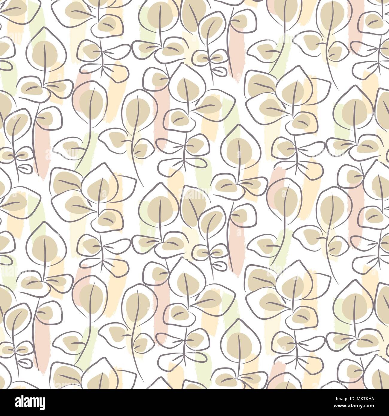 Hand drawn seamless pattern d'eucalyptus. Illustration de Vecteur