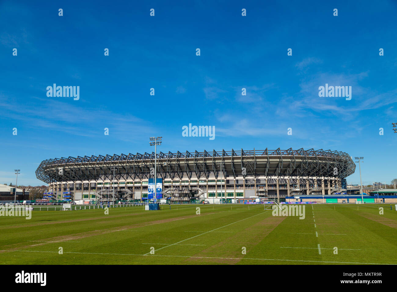 Vue extérieure du stade de rugby de Murrayfield Édimbourg en Écosse Banque D'Images