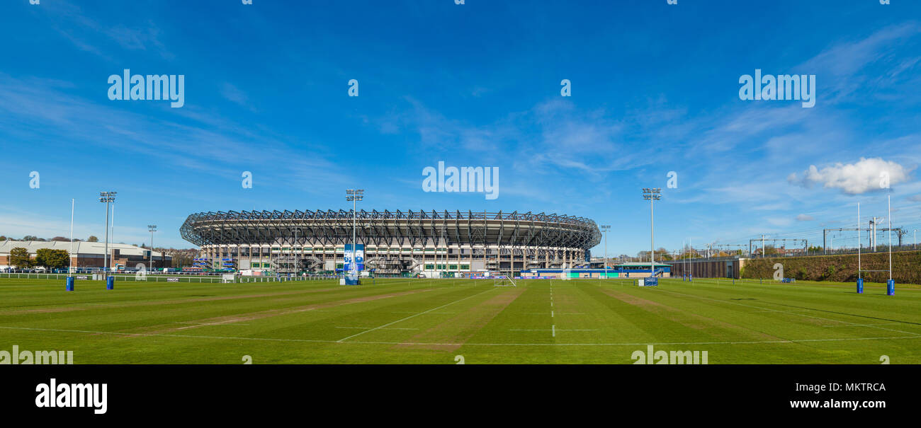 Vue extérieure du stade de rugby de Murrayfield Édimbourg en Écosse Banque D'Images