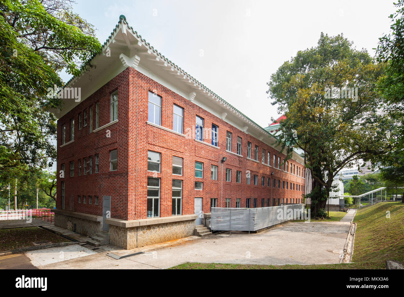 Bâtiment du patrimoine avec des briques à l'extérieur de nus à Singapour Banque D'Images