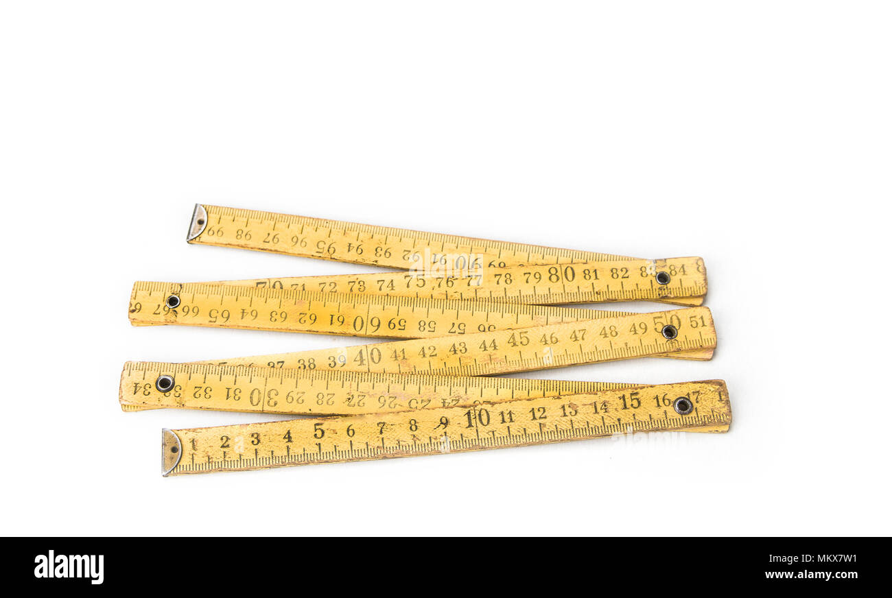 Compteur en bois pliant sur un blanc Banque D'Images