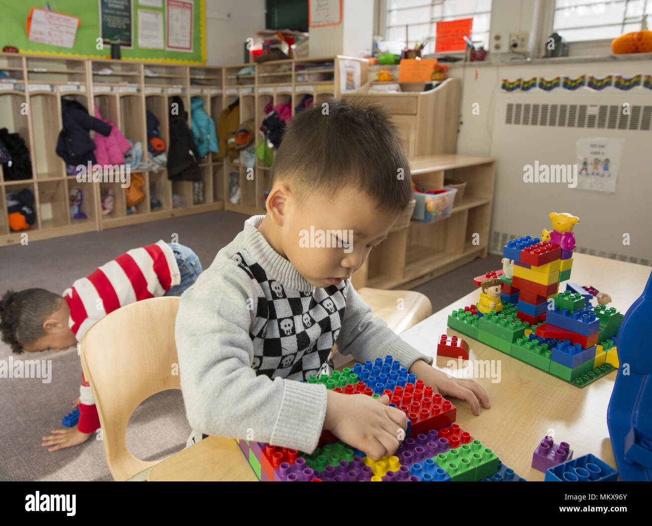 Lower East Side multi ethnic nursery school à Manhattan, New York City. Banque D'Images