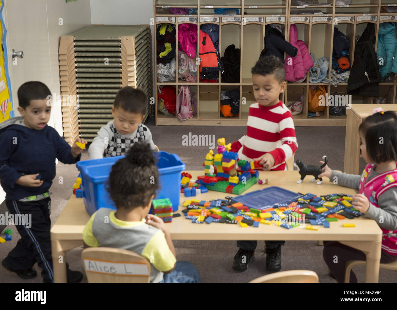Lower East Side multi ethnic nursery school à Manhattan, New York City. Banque D'Images