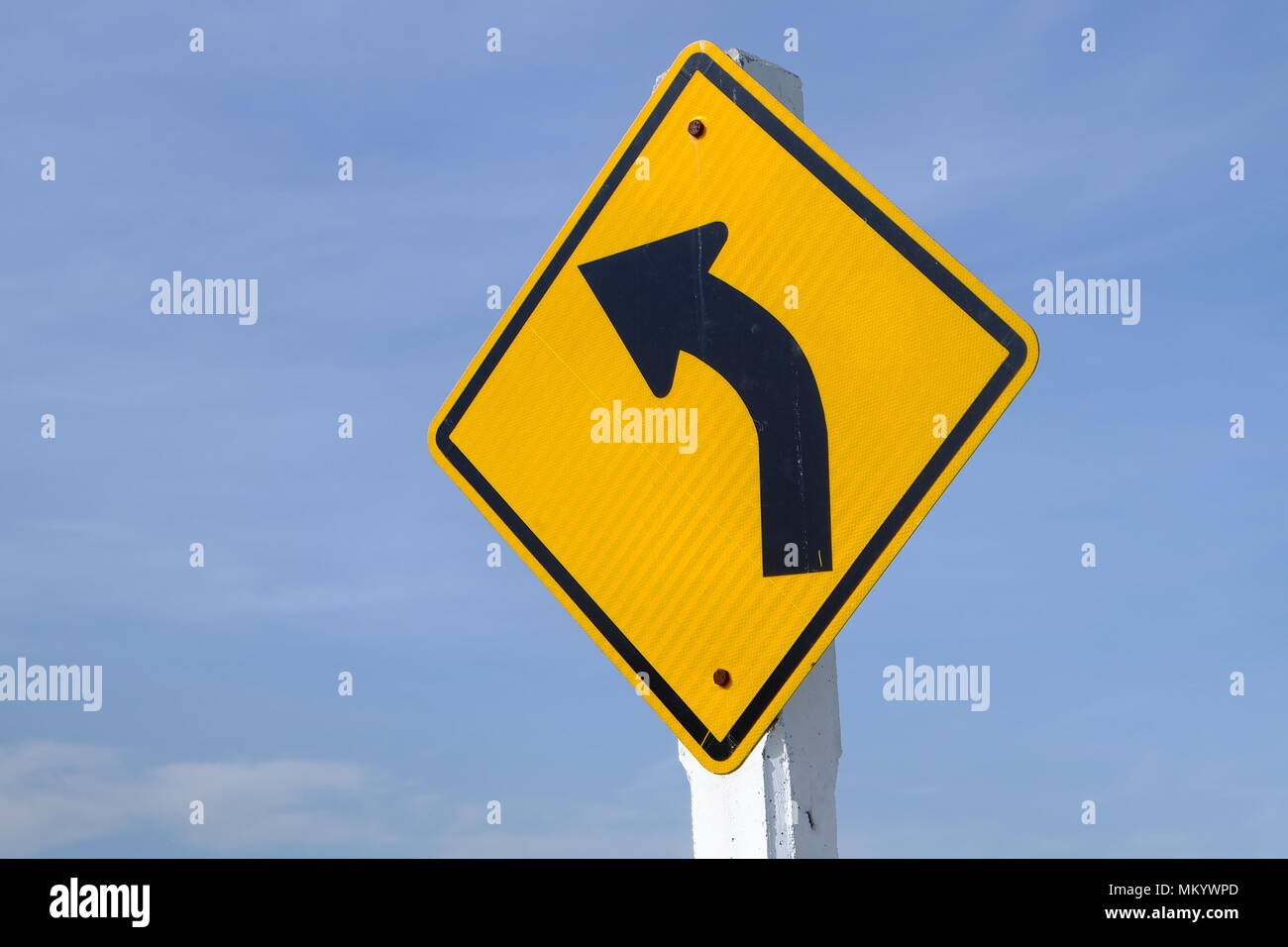 Flèche courbe gauche trafic symbole Banque D'Images