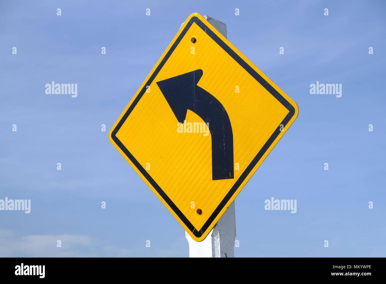 Flèche courbe gauche trafic symbole Banque D'Images