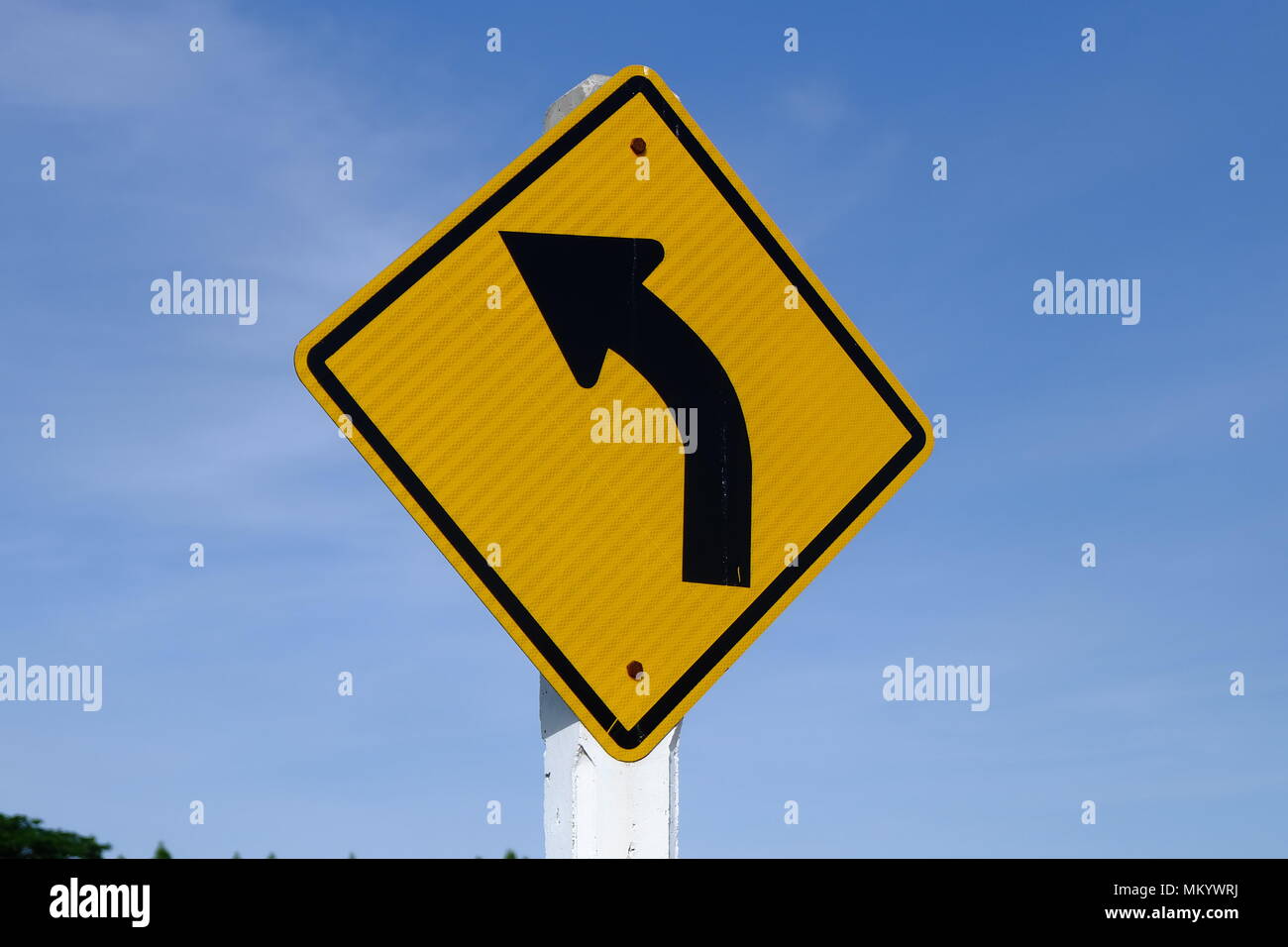 Flèche courbe gauche trafic symbole Banque D'Images